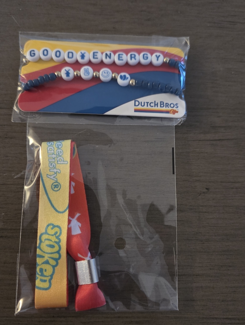 Dutch Bros April 2026 festival bracelet drop w/Good Energy bracelet